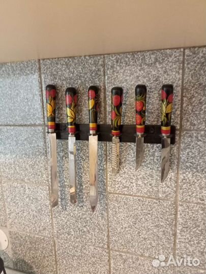 Кухонные ножи (набор) СССР ручка с хохломой