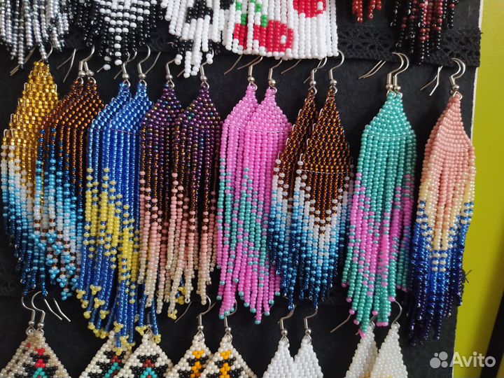 Серьги из бисера с бахромой