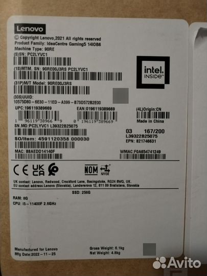 Игровой компьютер i5 11400F, rtx 3060 12G