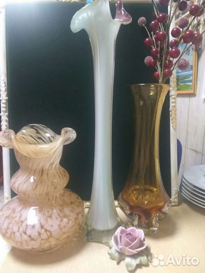 Вазы из цветного стекла СССР