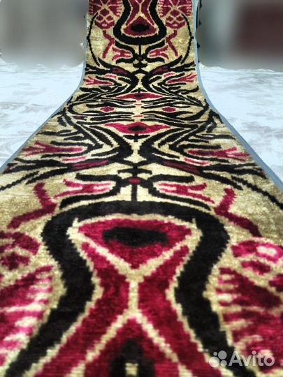 Узбекский шелковый бархат Бахмаль. Шелковый икат