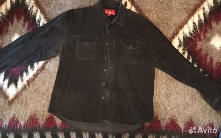 Рубашка мужская чёрная вельветовая