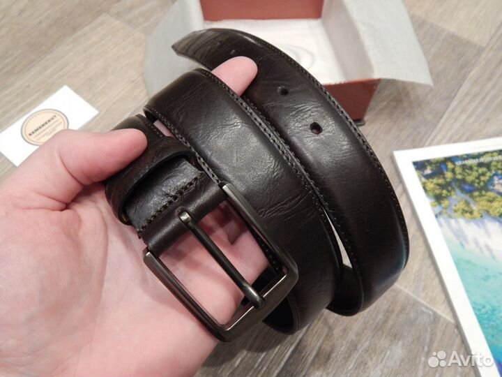 Ремень мужской кожаный коричневый