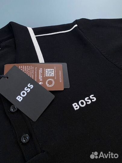 Мужское поло hugo boss черное