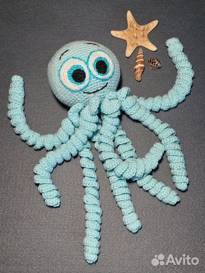 Вязаная игрушка для новорожденных детей осьминог