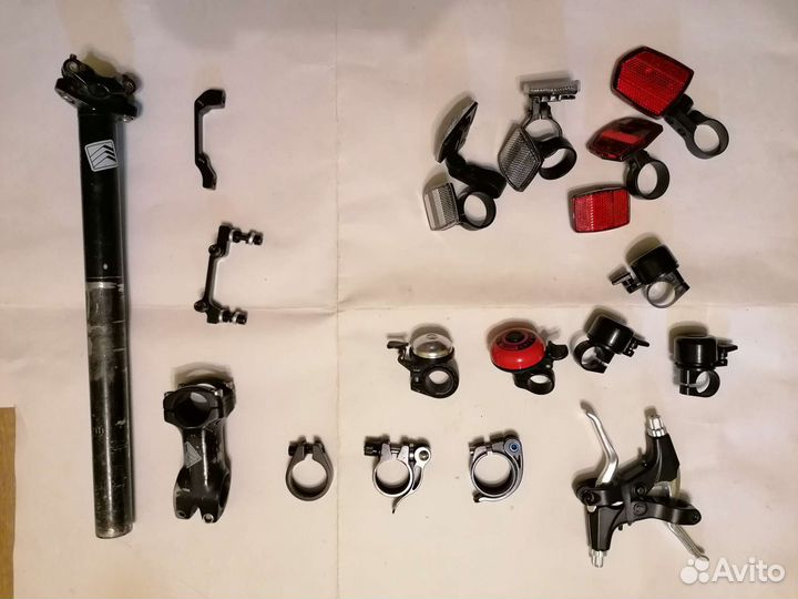 Вынос, подседельный штырь, подножка, замок, рога