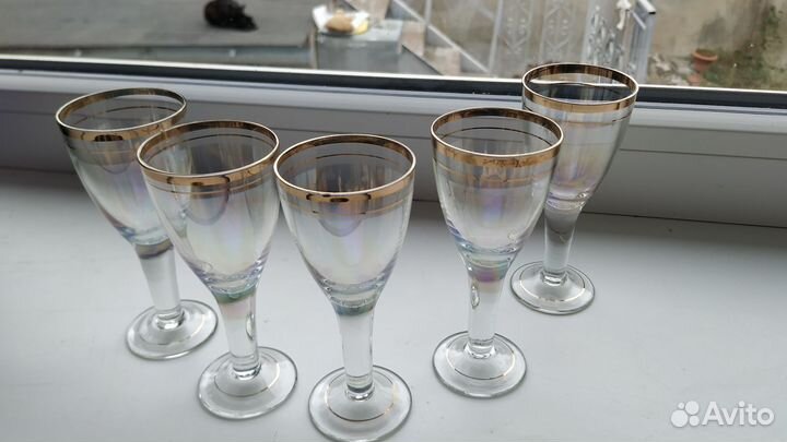 Рюмки. Радужное стекло. Винтаж гдр. Комплект из 5ш