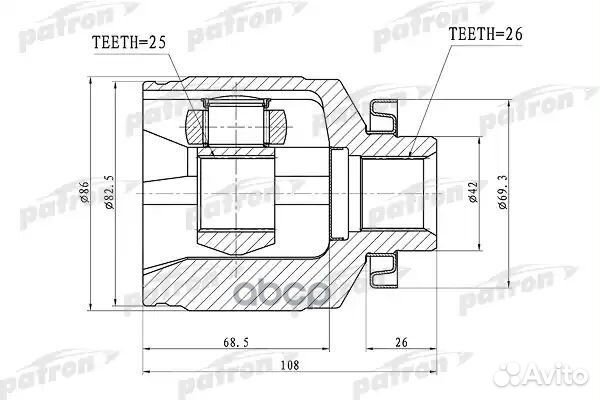 Шрус внутренний правый 26x42x25 hyundai tucson
