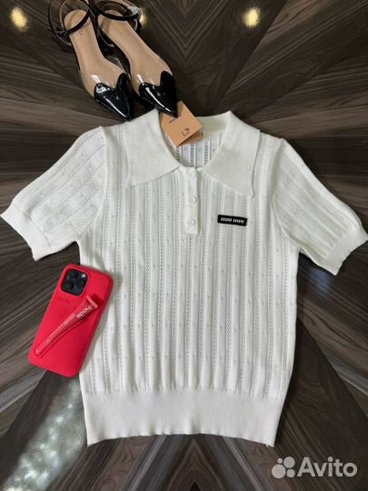 Поло вязаные футболки miu miu lux