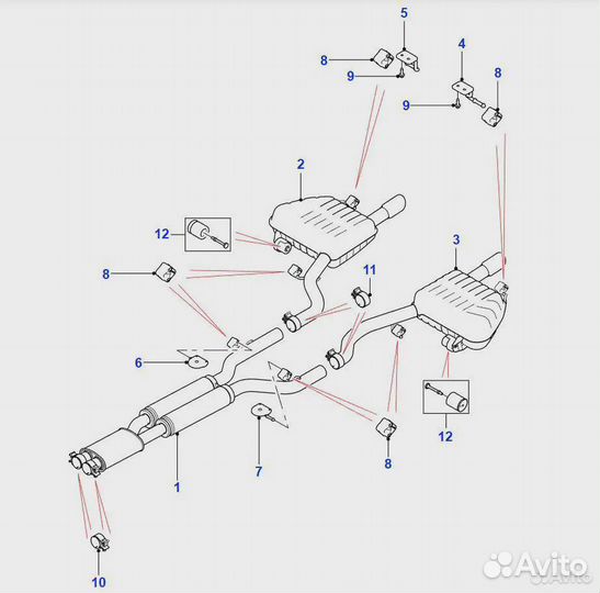 Выхлопная система Jaguar XF 2 X260 3.0SC AWD