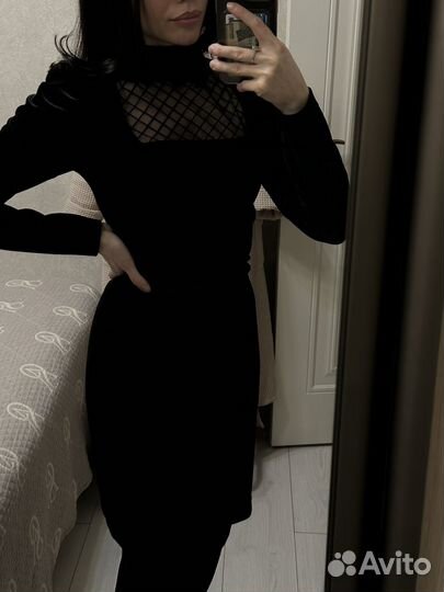 Бархатное платье черное 42 44