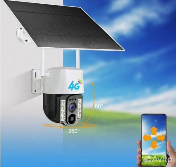 Камера видеонаблюдения с солнечной панелью, сим