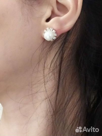 Серебряный комплект, серьги и подвеска