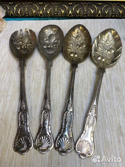 Старинные Ложки для салата Sheffield Англия