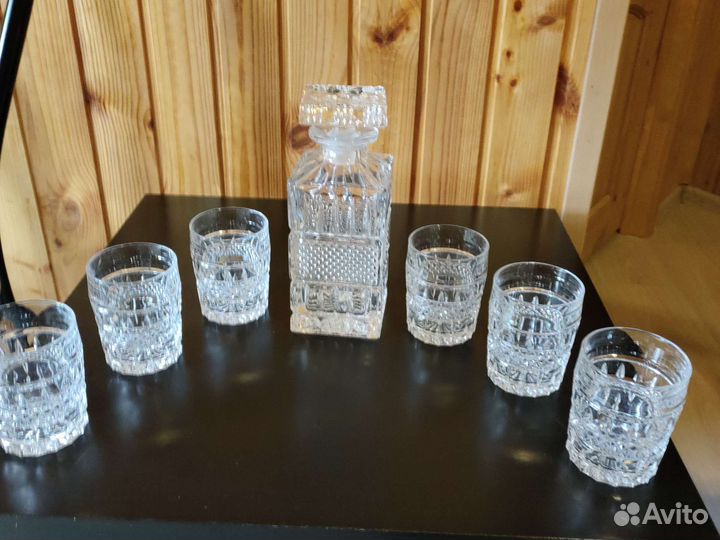 Штоф хрустальный СССР Богемия и 6 стаканов