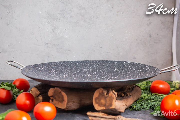 Садж с гранитным покрытием 34 см с подставкой кова