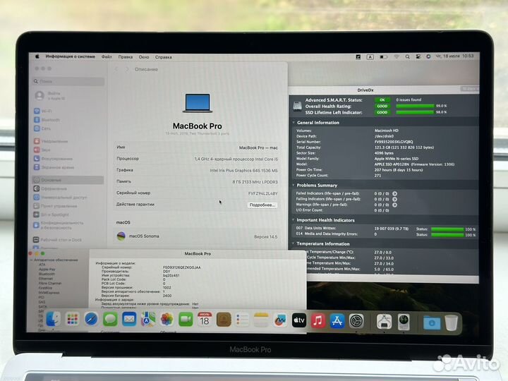 MacBook Pro 13 2019 TouchBar 110цикл отличный