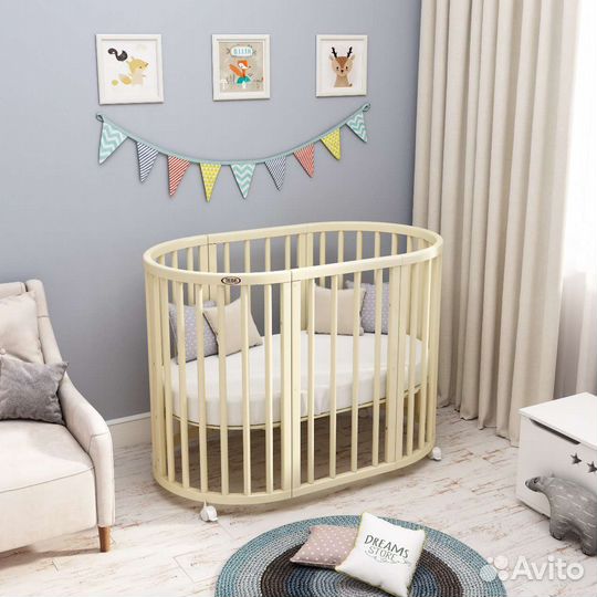 Детская кроватка 8 в 1 Standart слон.кость (бук)