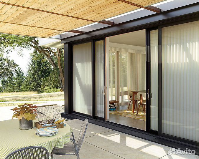 Алюминиевые раздвижные двери для беседки