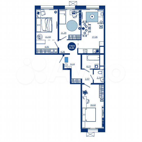 3-к. квартира, 81 м², 4/17 эт.