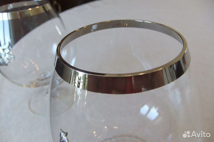 Бокалы с мельхитр.накладками, Богемия, чсср