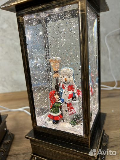 Новогодний фонарь(лампа) со снегом