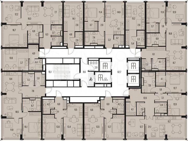 1-к. квартира, 25,7 м², 8/26 эт.