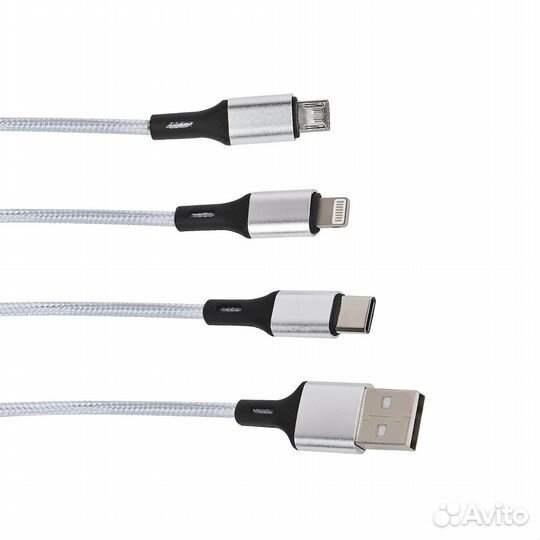 Кабель 3 в 1 (micro USB, Type C, Lightning)