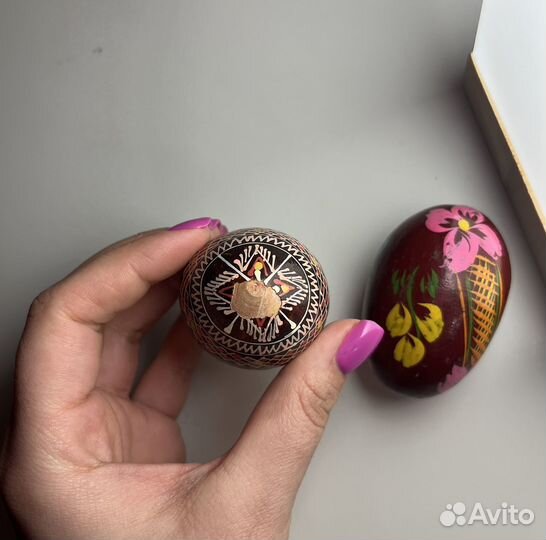 Яйцо деревянное расписное СССР