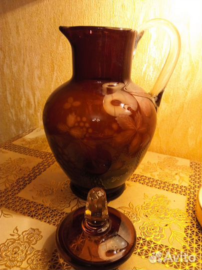 Кувшин цветное стекло СССР