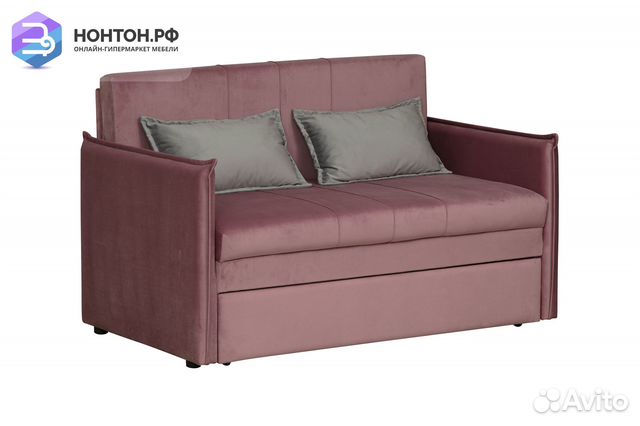 Диван выкатной Дэнди розовый / серый