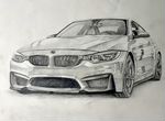 Картина карандашом A3 BMW M4