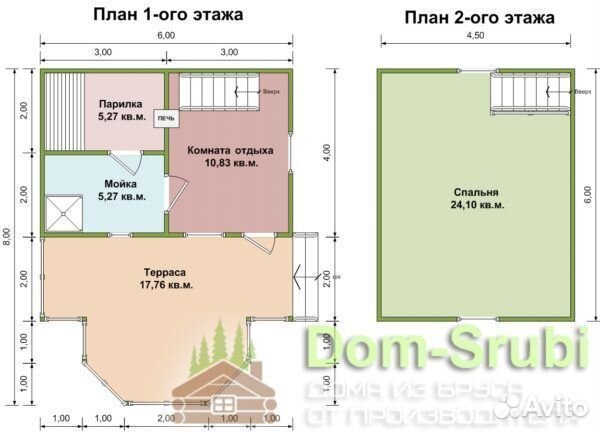 Плес. Хорошая надёжная Баня из бруса Б-19 (6х8)