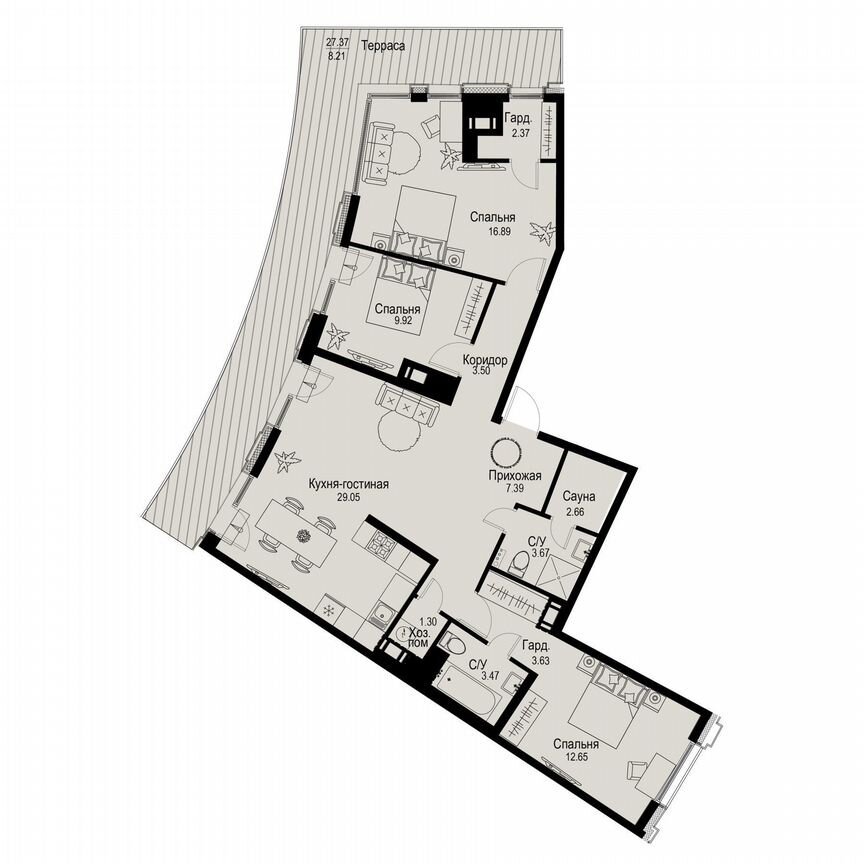 3-к. квартира, 104,7 м², 6/6 эт.