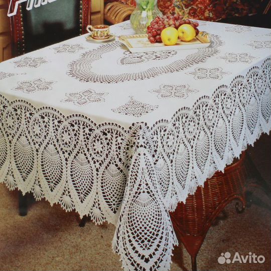 Скатерть 43*55 (110*140) crochet пвх белая 915
