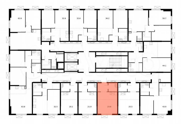 Квартира-студия, 23,8 м², 17/17 эт.