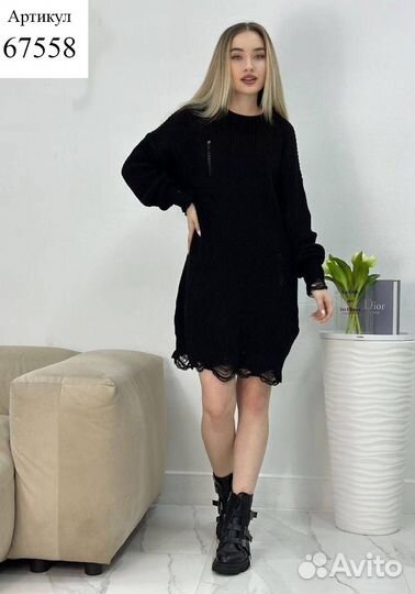 Платье туника вязаное