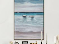 Картина маслом пейзаж лодки в море