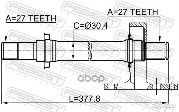 Полуось правая 27X377X27 0312crvatrh Febest