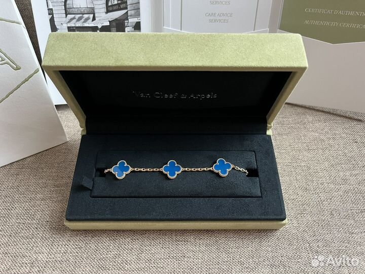 Браслет Van Cleef Alhambra Vintage голубой