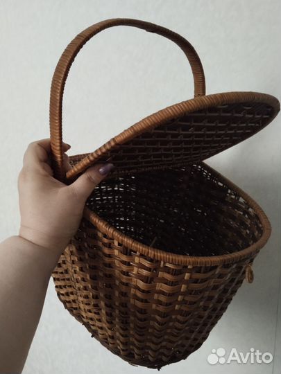 Корзина для пикника или сада из натуральной лозы