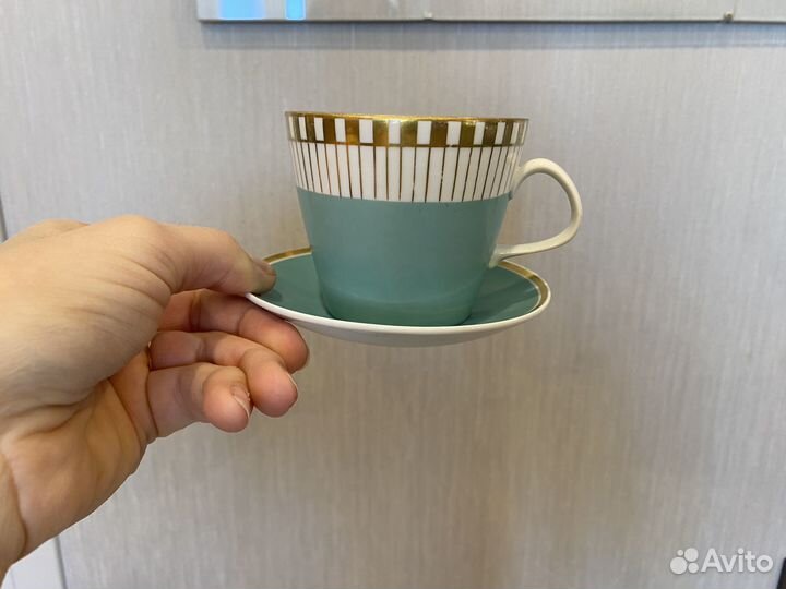 Сервиз чайная пара тарелки Fine Chine Lichte GDR