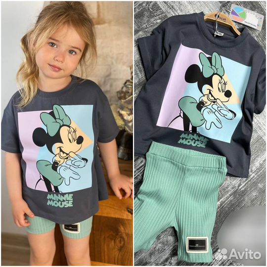 Костюм летний для девочки:футболка, леггинсы