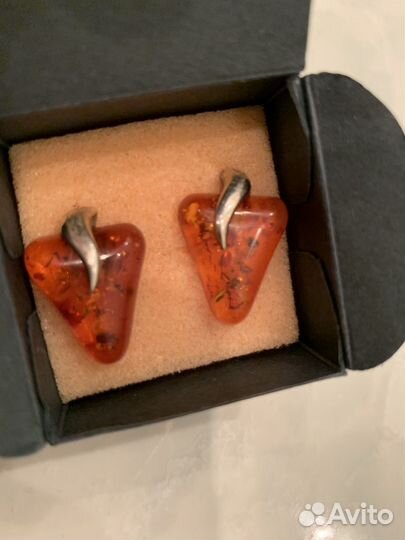Серьги из натурального Янтаря