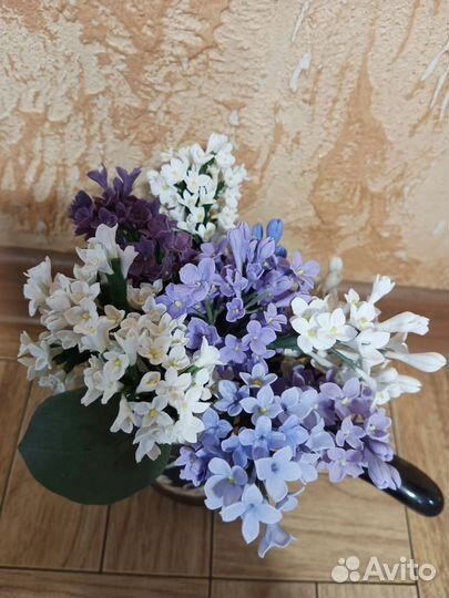 Букетик сирени из полимерной глины