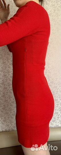Платье красное теплое рукав 3/4 Sandro 2(S) 42-44