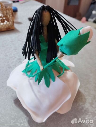 Поделка, кукла с розой ручная работа