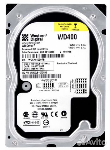 Жесткий диск Western Digital WD400LB 40Gb 7200 IDE