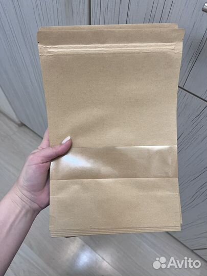Бумажные крафтовые zip пакеты с окном 30х20