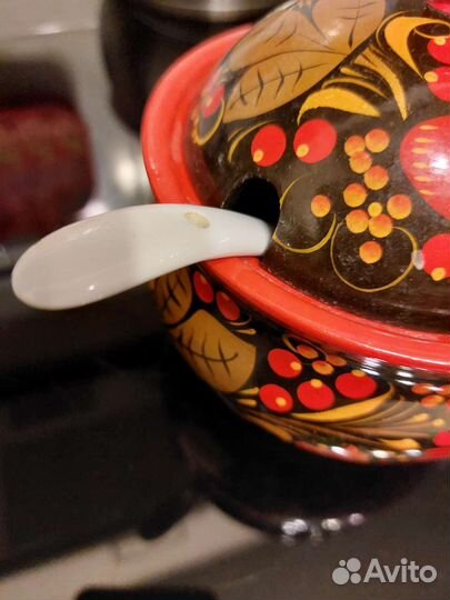 Сахарница хохломская роспись деревянная